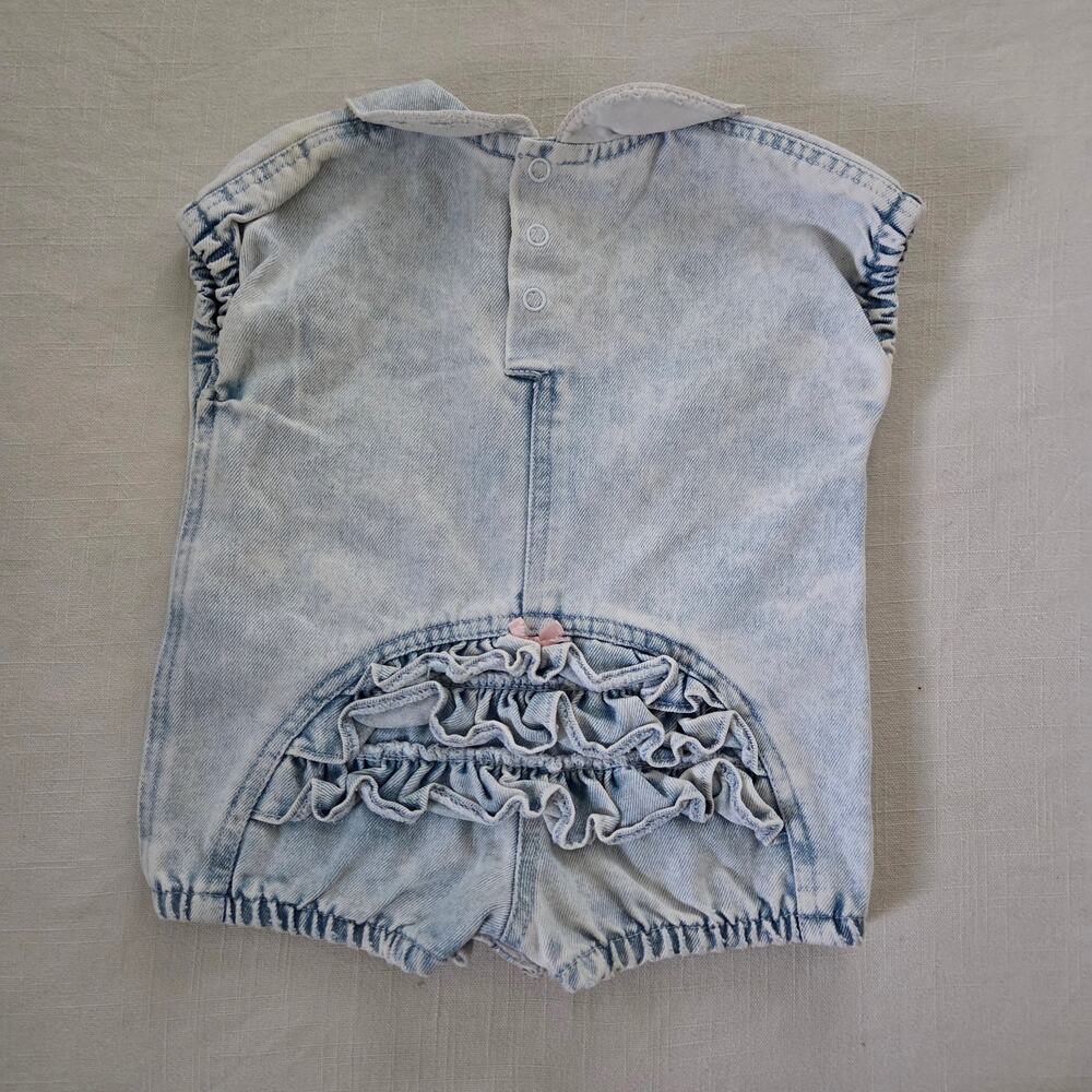 Vintage Ruffle Bum Denim Romper 3-6 months